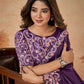 Purple Banarasi Crush Silk Thread, Sequence, Cord Embroidered with Stone & Moti Work Saree - Mohmanthan Dakshika | Swadesiicart