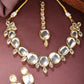 NVR Women's Gold Kundan-Studded Necklace and Earrings with Mang Tikka - Swadesiicart