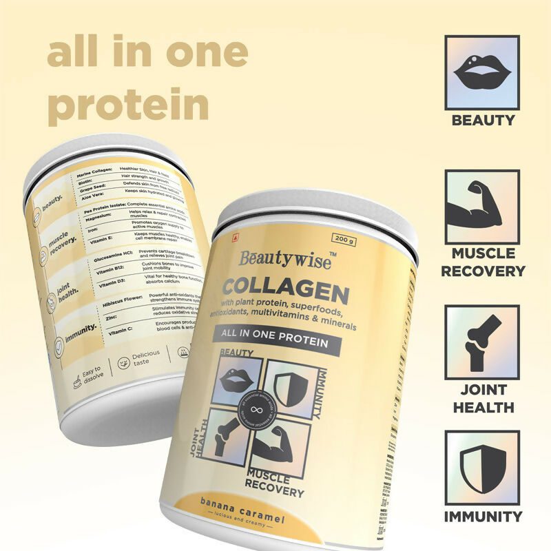 Beautywise All In One Collagen Proteins - Banana Caramel | Swadesiicart