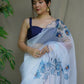 Vamsee White Organza Saree - Swadesiicart