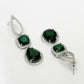 NVR Women's Green & Silver-Plated American Diamond Handcrafted Jewellery Set - Swadesiicart
