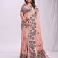 Shree Shyam Fashion Kashira Peach Linen Cotton Saree