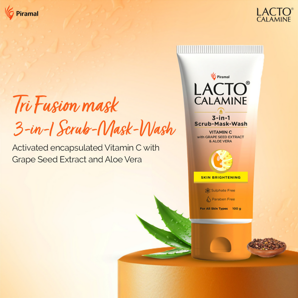 Lacto Calamine 3 - In - 1 Vitamin C Face Scrub - Mask - Wash - Swadesiicart