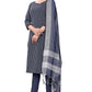 Blue Cotton Jacquard Woven Unstitched Dress Material - Amara