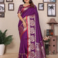 Joban Fashion Purple Solid Banarasi Silk Sarees | Swadesiicart