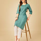 Jyoti Fashion Women's Teal Cotton Blend Embroidered Kurta Pant Set | Swadesiicart