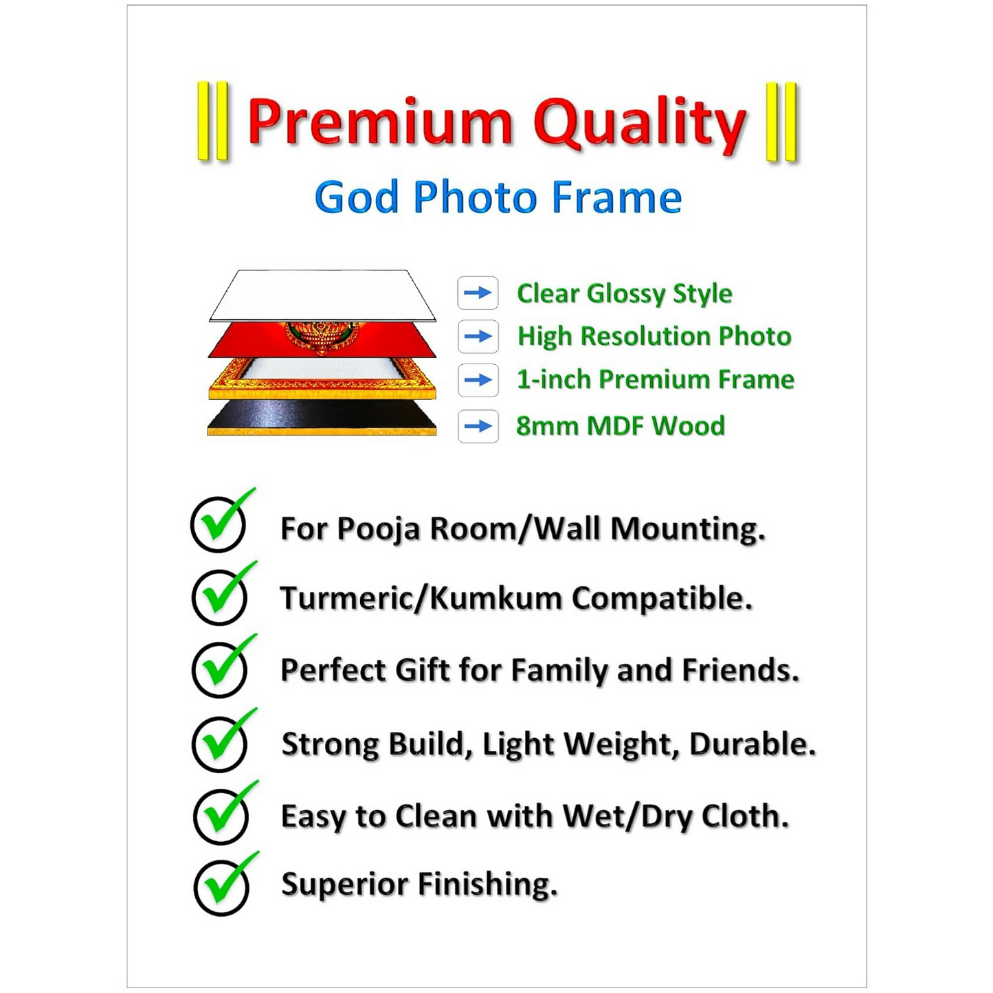 Pavan Photo Laminations Raghavendra Swamy Lord Mantralaya Ragavendra Wall Painting Framed Home Decor (6 x 8 Inch) | Swadesiicart