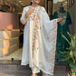 The52 White Women's Gorgeous Embroidered Viscose Chiffon Fabric Pleated Kurta Pant with Dupatta Set - Swadesiicart