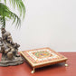 Golden Peacock Gold-Toned & Red Handcrafted Minakari Peacock Design Wooden Chowki | Swadesiicart
