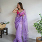 Vamsee Mudra Purple Organza Saree - Swadesiicart