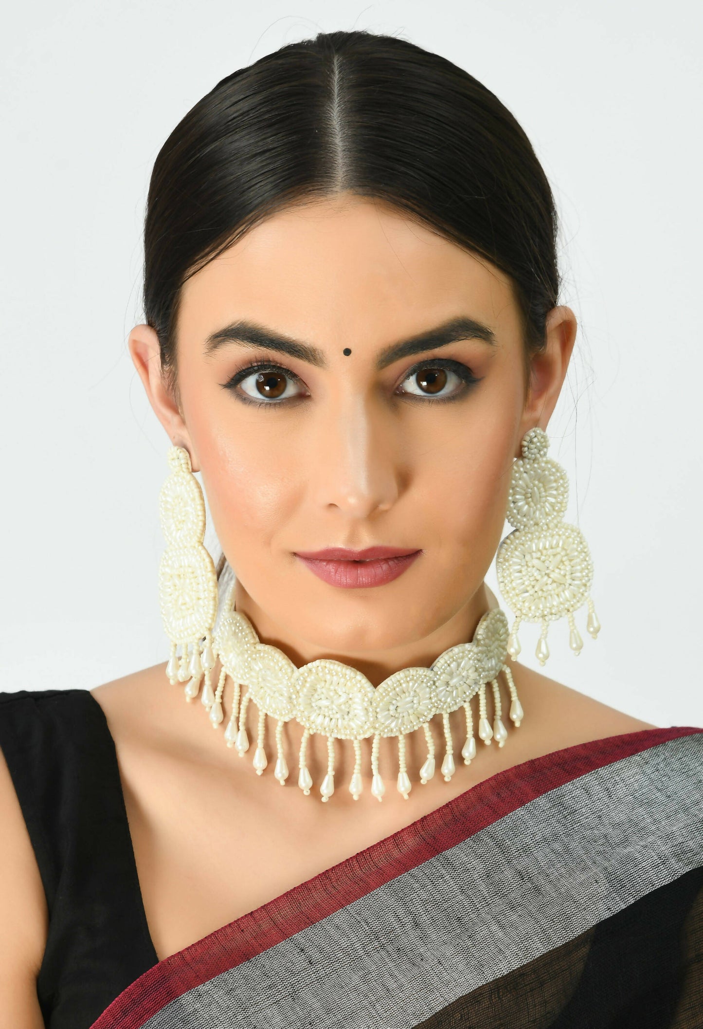 Mominos Fashion Johar Kamal Handicraft Pearls Necklace with Earrings For Women - Swadesiicart