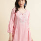Pink Viscose Rayon Yoke Embroidered A-line Top - Tarini - Swadesiicart