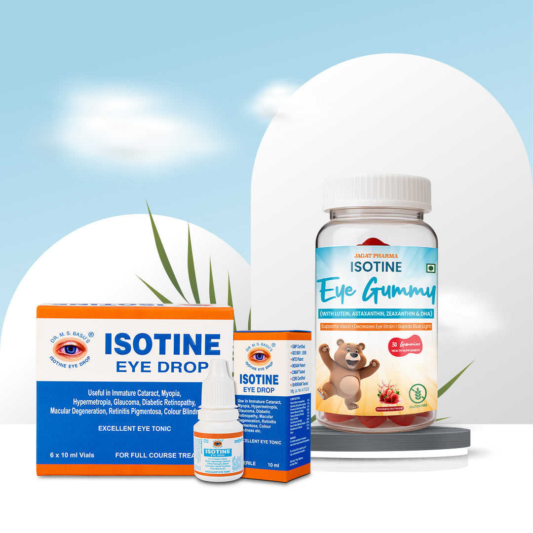 Jagat Pharma Isotine Eye Gummy (Kids) + Isotine Plain Combo: Daily Care for Healthy Eyes | Swadesiicart