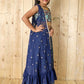 Aayaa Designer Printed Silk Embroidery Kids Lehenga Choli - Blue