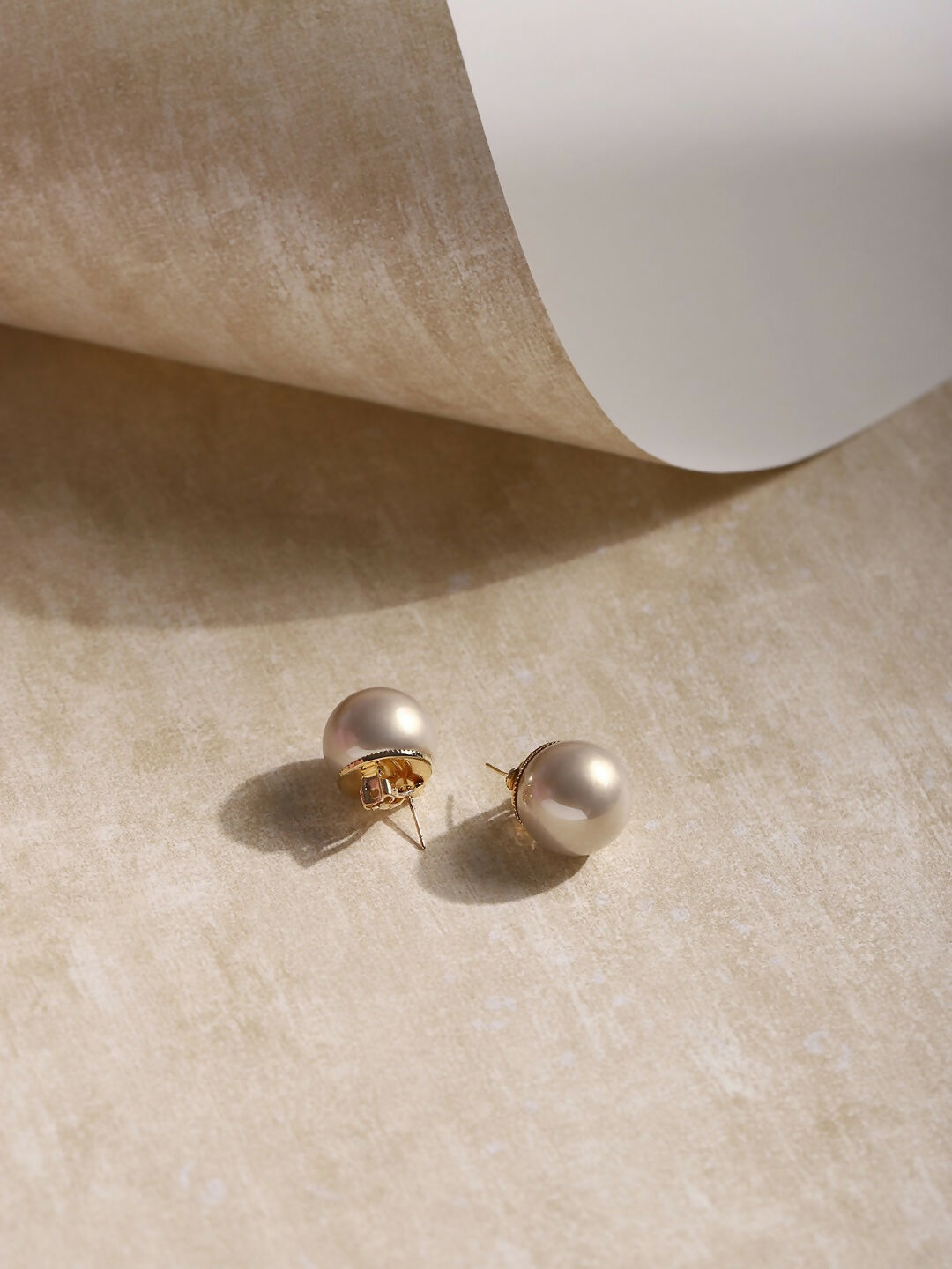 Grey Shine Pearl Studs- Ruby Raang | Swadesiicart