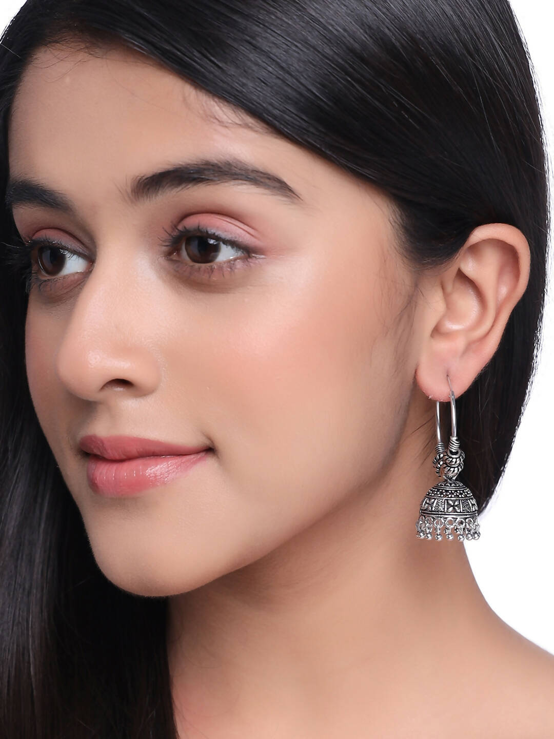 NVR Women Silver-Plated Contemporary Jhumkas Earrings | Swadesiicart