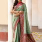 Joban Fashion Aqua Crepe Chiffon Pure Handloom Banarasi Silk Saree | Swadesiicart