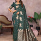 Anaita Dark Green Premium Banarasi Tissue Silk Saree With Gala Weaving Work