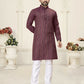 Anaita Purple Jacquard Linen Cotton Straight Kurta