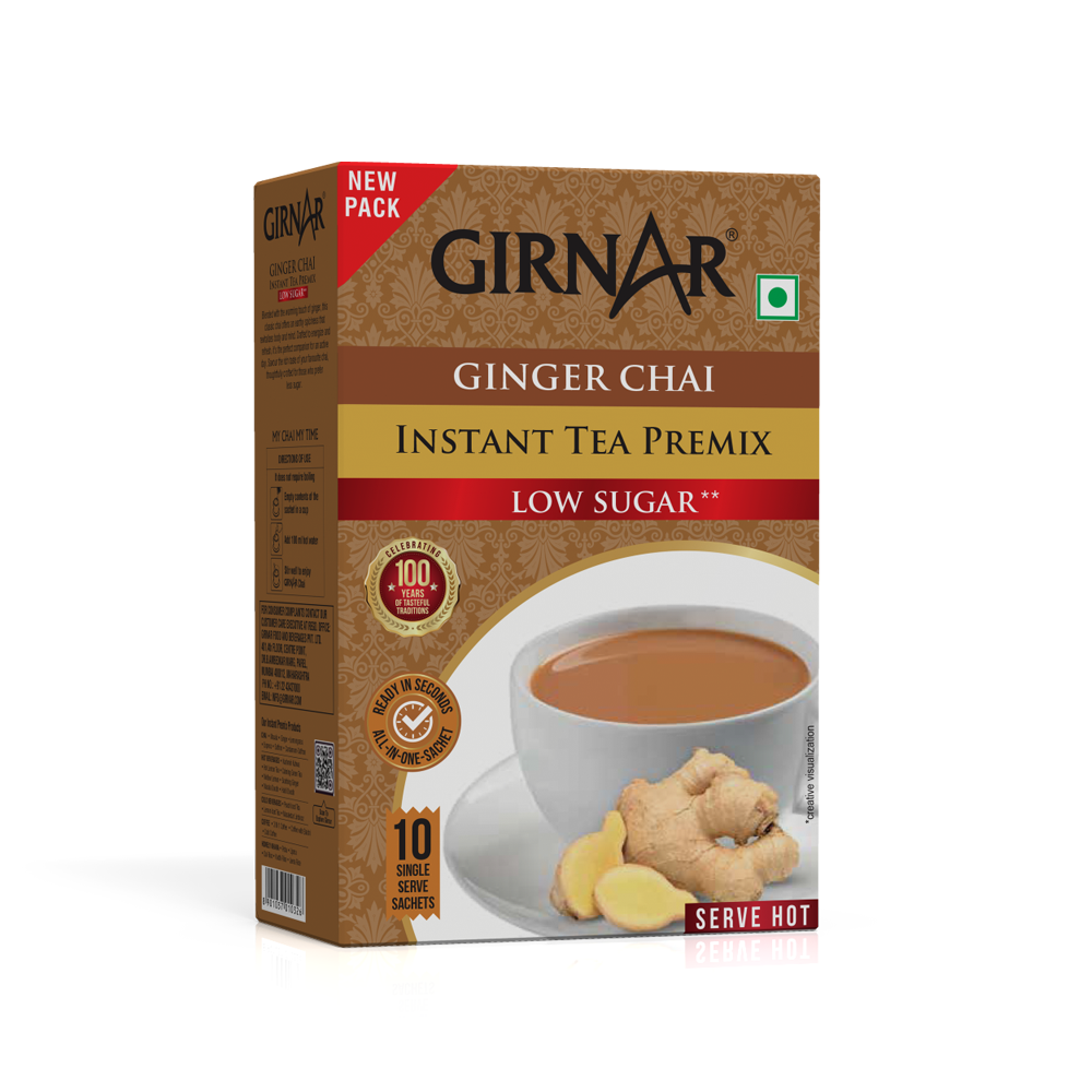 Girnar Instant Tea Premix With Ginger (Low Sugar) | Swadesiicart