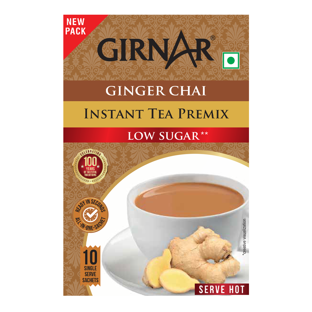 Girnar Instant Tea Premix With Ginger (Low Sugar) | Swadesiicart