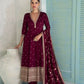 Anaita Maroon Chinon Anarkali Suit with Embroidery Sequins Work