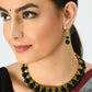 Mominos Fashion Johar Kamal Gold-Polished Brass Finish Pearls Work Choker For Women (Black) | Swadesiicart