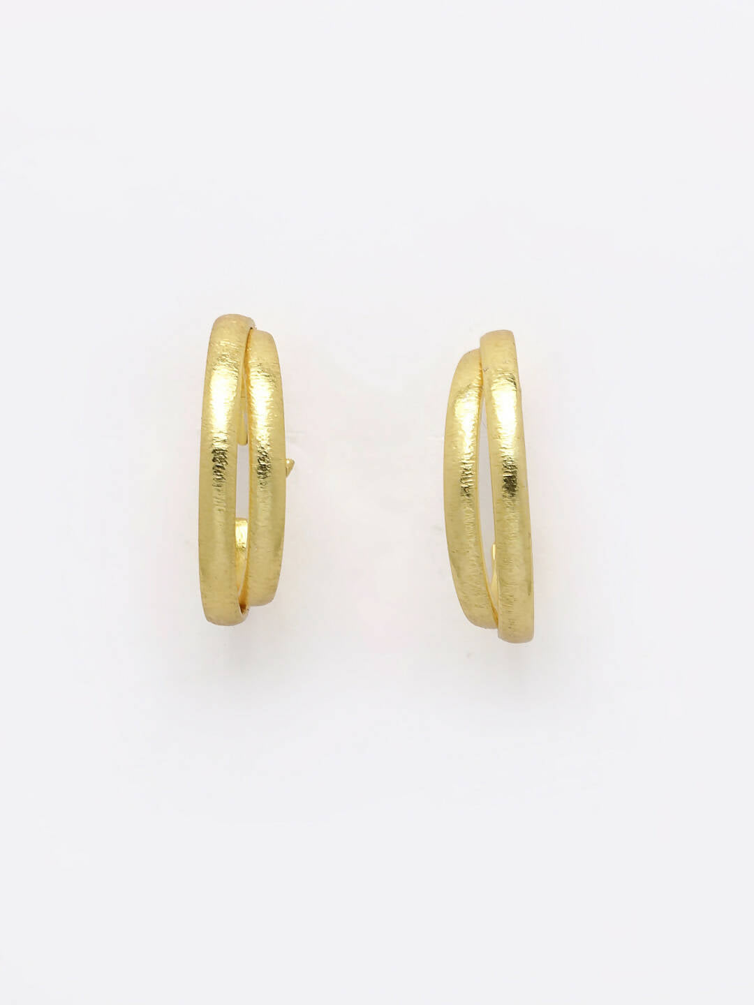 NVR Women Gold-Polished Alloy Circular-Shaped Half Hoop Earrings - Swadesiicart