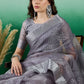 Mitera Striped Zari Organza Banarasi Saree | Swadesiicart