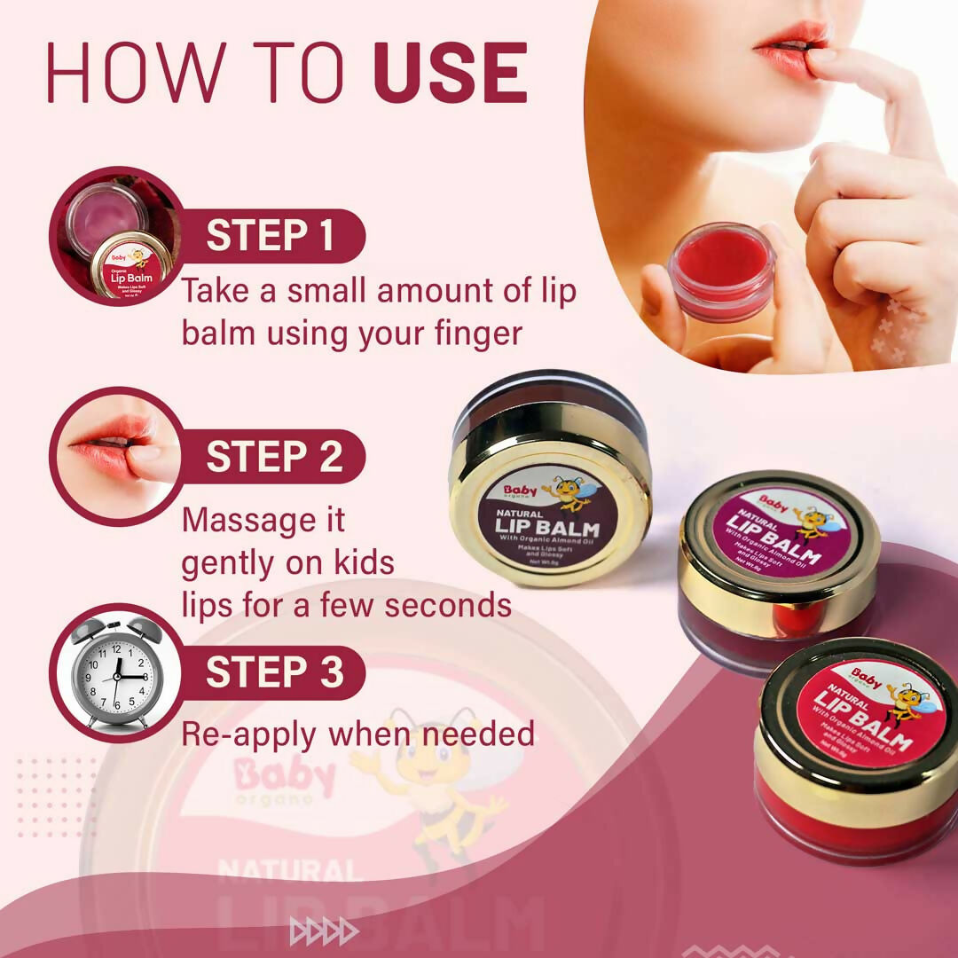 Babyorgano Natural Lip Balm - Strawberry Flavor - Swadesiicart