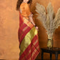 Very Much Indian Handloom Pure Cotton Linen Saree With Golden Border - Dark Maroon | Swadesiicart