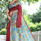 Vishnu Weaves Women's Red Cotton Silk Woven Saree with Blouse - Swadesiicart