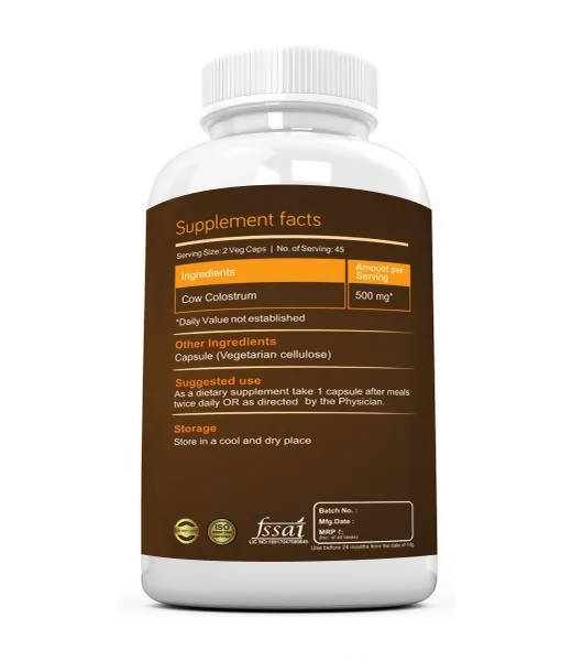 Ramini Bio Nutrition Colostrum 500mg Veg Capsules - Swadesiicart