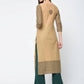 Aniyah Cotton Block Printed Beige Straight Kurta (AN-126K) - Swadesiicart