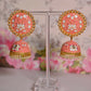 Orange Round Shape Ethnic Meenakari Jhumki Earrings By House of Ree - Swadesiicart