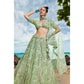 House of Panchhi Lime green Net Multi Sequins with heavy Zarkan embroidery Lehenga choli & Dupatta | Swadesiicart