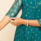 FIORRA Women's Teal Blue Crepe A-Line Kurta Pant with Dupatta - Swadesiicart