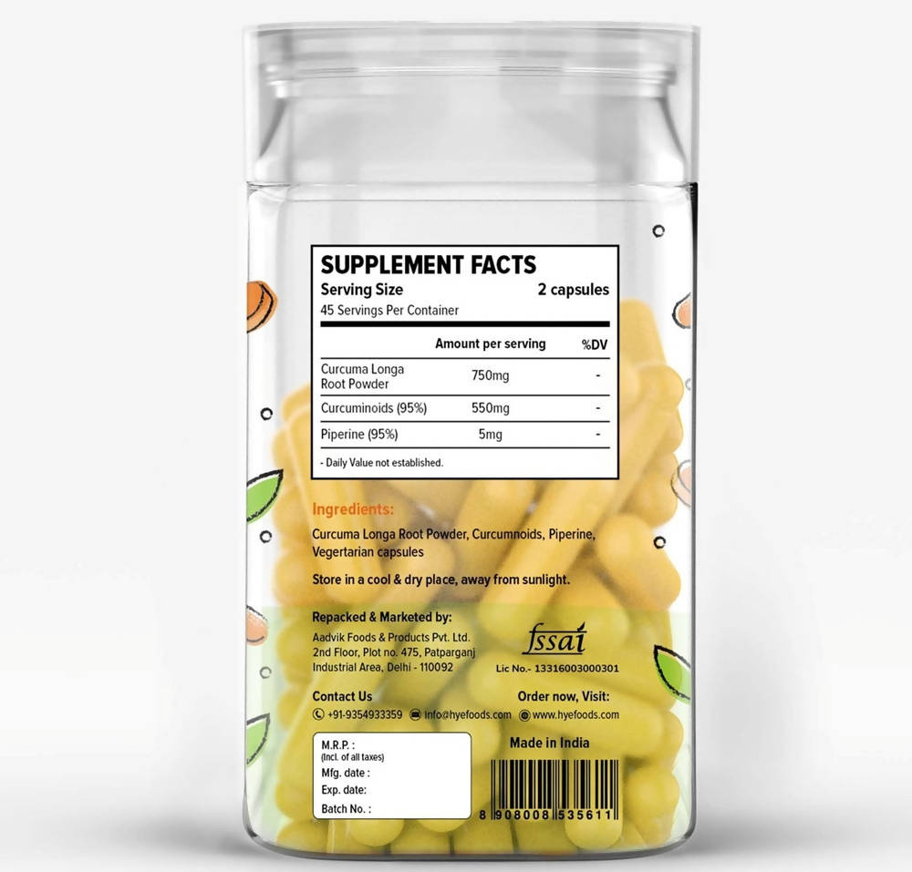 Hye Foods Curcumin Piperine Capsules | Swadesiicart