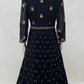 Lorenvalley Fashion Black Faux Georgette Embroidery Work Gown Jacket Stitched | Swadesiicart