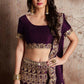 Jyoti Fashion Mesmerizing Wine Sequins Embroidered Velvet Lehenga Choli with Dupatta | Swadesiicart