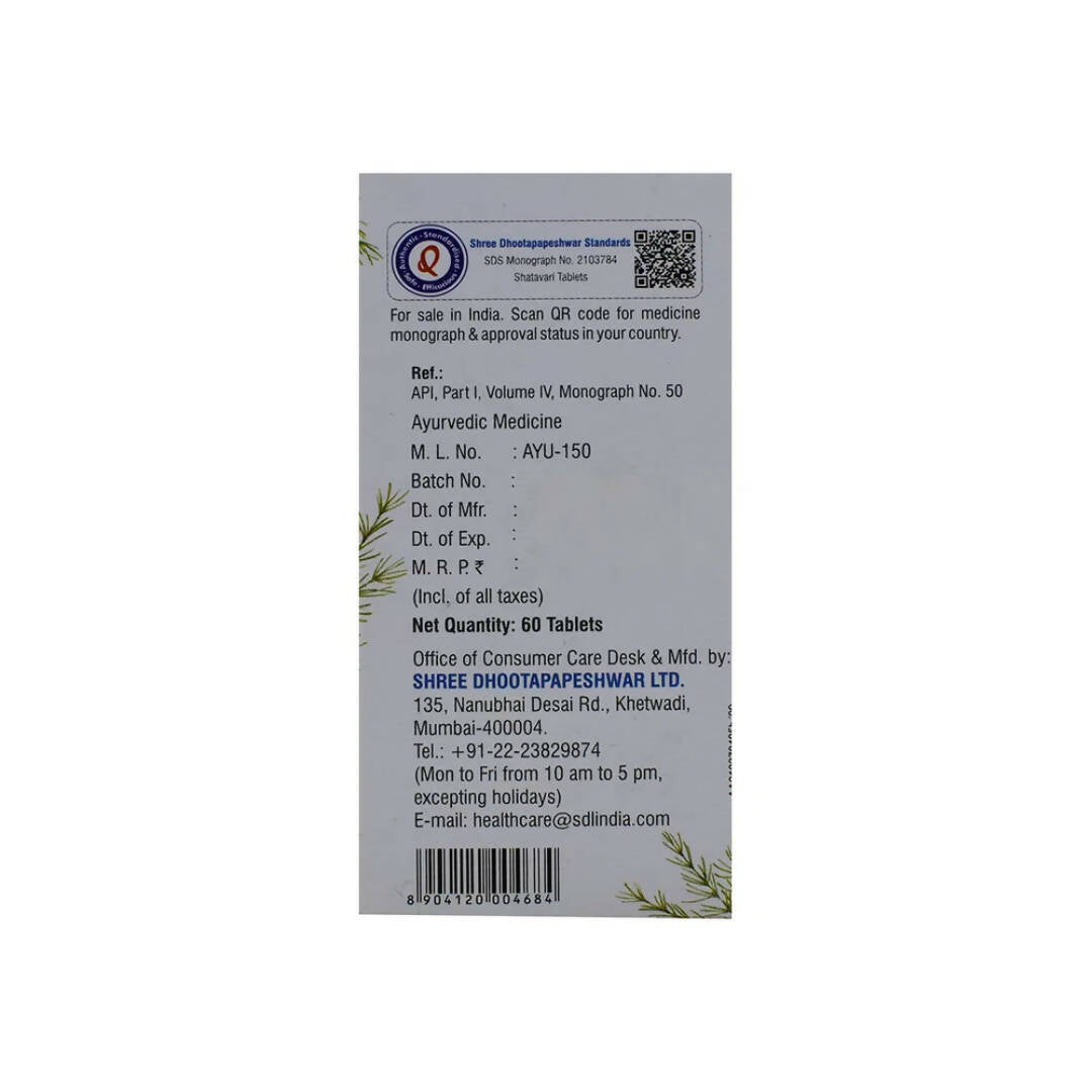 Dhootapapeshwar Satavari Tablets - Swadesiicart