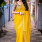 Mustard Linen Sequence Saree with Unstitched Blouse - Hiral Fashion | Swadesiicart
