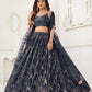 Aastha Fashion Black Butterfly Net Tone To Tone Thread Work, Sequence Work And Original Mirror Work Embroidery Wedding Wear Lehenga Choli