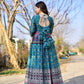 Jyoti Fashion Women's Blue Heavy Digital Printed Cotton Silk Anarkali Dress | Swadesiicart