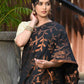 Beatitude Black Cotton Floral Jamdani Saree