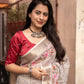 Grey Pure Linen Woven Design Saree with Unstitched Blouse - Hiral Fashion | Swadesiicart