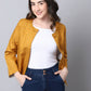 Even Apparels Yellow 100% Viscose Open Front Statement Women's Jacket | Swadesiicart