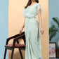 Light Blue Lycra Solid Ready to Wear Saree with stitched Blouse - Nita | Swadesiicart