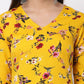 Myshka Women's Crepe Printed Half Sleeve V - Neck Casual Yellow Kurta