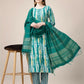 Jyoti Fashion Women's Teal Rayon Print with Embroidery & Fancy Lace Work Kurta with Trouser & Dupatta | Swadesiicart